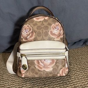 Coach Campus Backpack 23 In Signature Rose Print